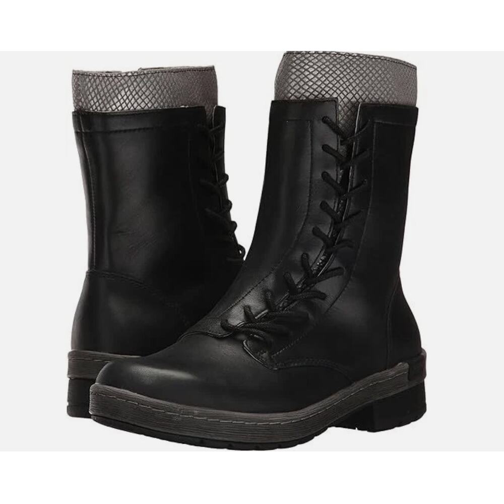 Jambu Chestnut Leather Boots 8.5 NWT Black Mid Calf Ankle Booties Lace Boho